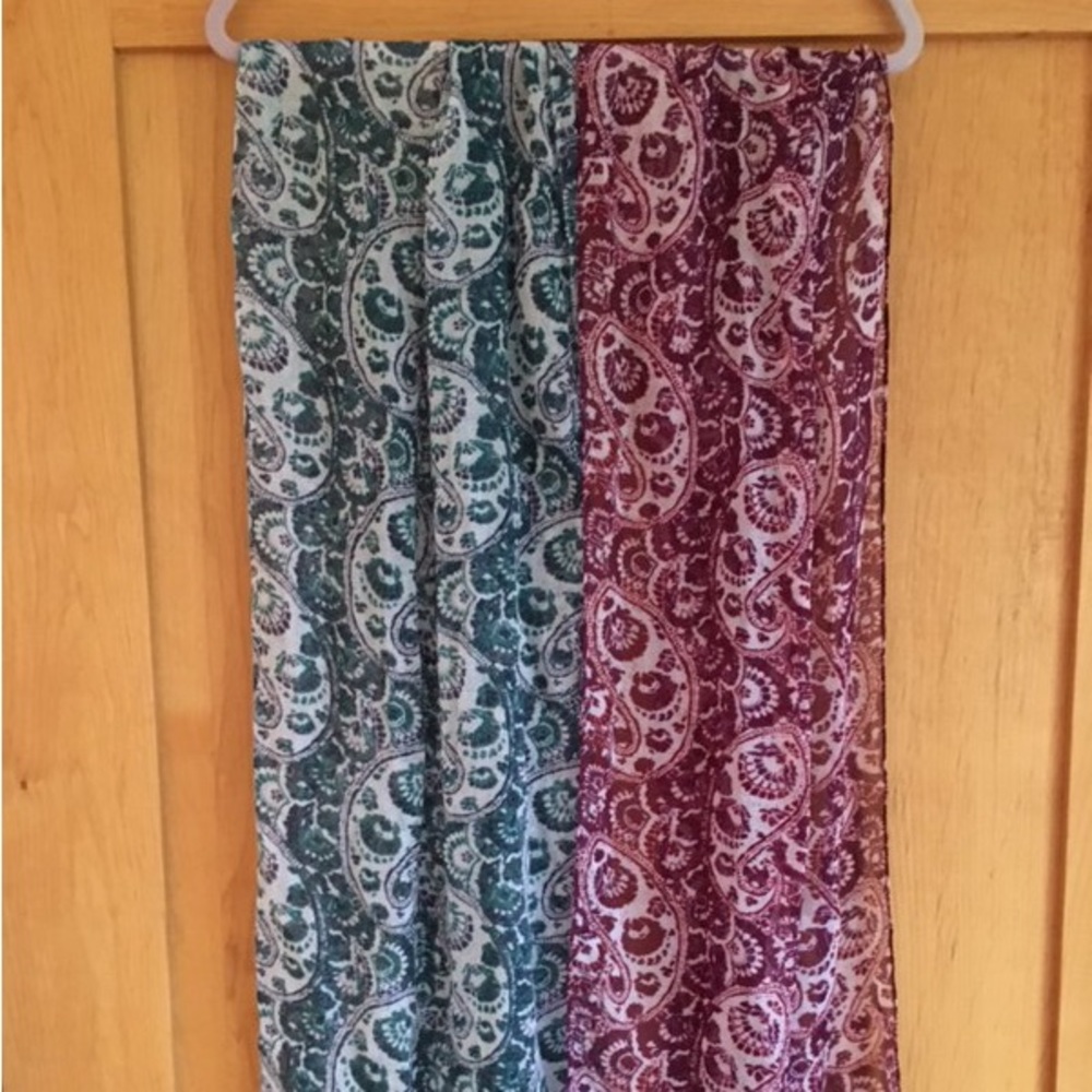 Two scarves, 15” x 67”. Never worn!